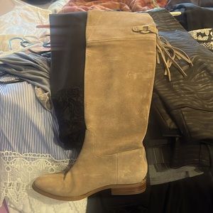 Michael Kors Tan and gold over the knee boots